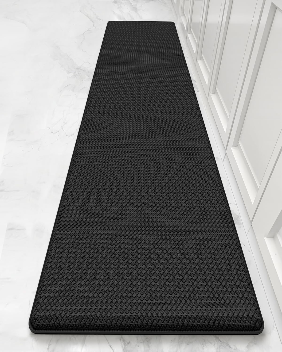 anti Fatigue Cushion Kitchen Mat for Floor -17"X59",Easy Clean, Water & Oil Proof, anti Slip, Foam Rubber Runner Rug for Front Sink Comfort Standing,Black